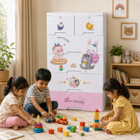 HOMX Kids PP Storage Cabinet with Lockable Drawers