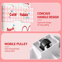 Cute Rabbit Kids PP Storage Cabinet with Lockable Drawers & Mobile Pulley