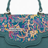 Emerald Silk Flap Leather Handbag with Top Handle & Sling