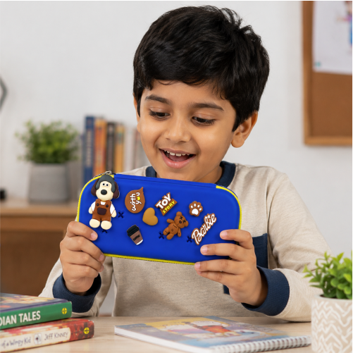 Premium DIY Kids Pencil Box with Removable Toy Charms & Organizer