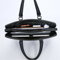 Handwoven PU Leather Laptop Briefcase Bag with Shoulder Strap