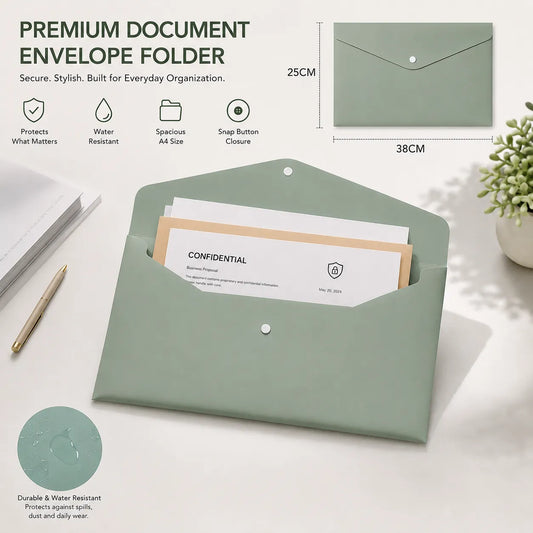 A4 Snap Button File Folder – Waterproof Document Organizer