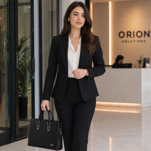 Premium Textured PU Leather Unisex Laptop Briefcase