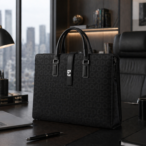 Premium Patterned PU Leather Laptop Briefcase for Professionals