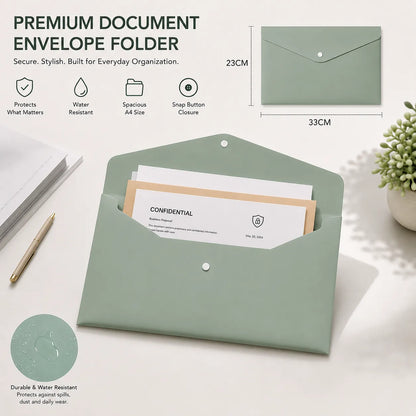 Portable A4 Document Folder with Snap Lock Closure