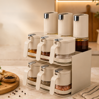 Premium 9-Piece Kitchen Spice Organiser | 6 Spice Jars & 3 Oil Bottles