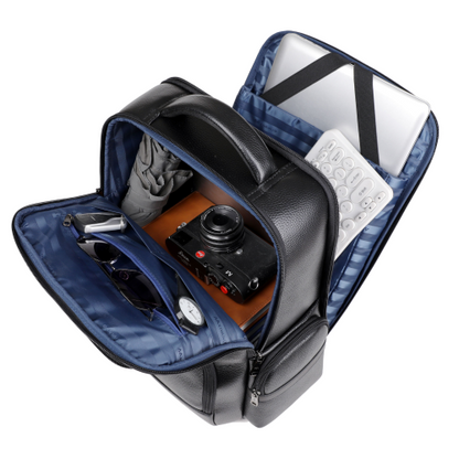 Luxury Anti-Theft Leather Laptop Backpack with USB Charging