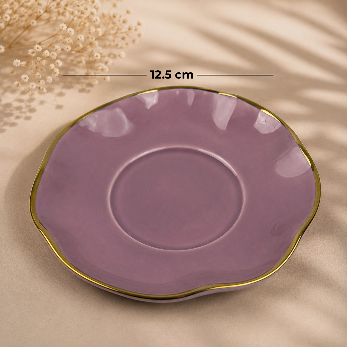 Elegant Purple Ceramic Mug & Saucer Set – Premium Set of 6 (100ml each)
