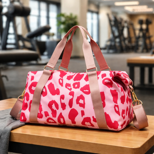 Animal Print Travel Duffel Bag with Trolley Sleeve