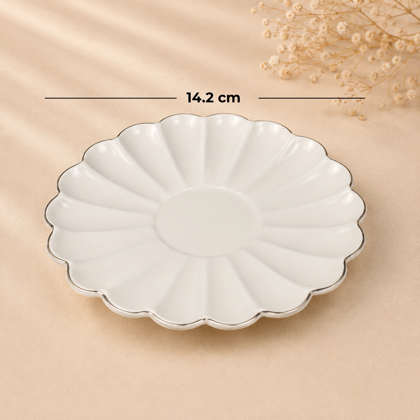 Ivory Luxe Gold Rim Ceramic Tea & Coffee Mug Set with Saucers (6 Pcs) - 250ml each