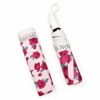 Rose Print UV Protection Folding Umbrella with Lotus Grip