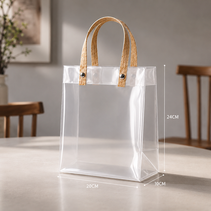 Transparent PVC Gift Bags with Handles for Return Gifts - Set of 4