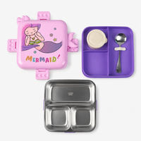 Mermaid Stainless Steel Bento Lunch Box for Kids with 3 compartments - 1190ml