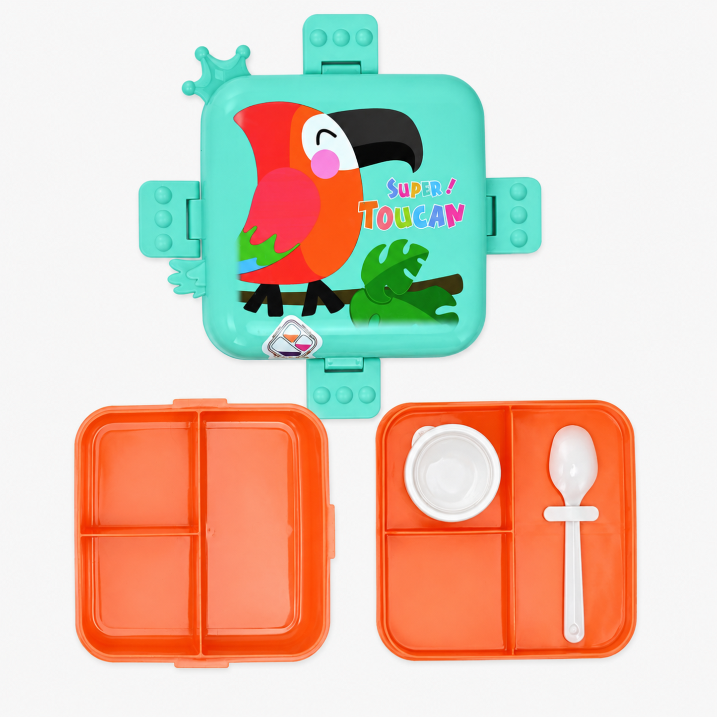 Cartoon Kids Lunch Box with 3 compartments for Kids - 1590ml