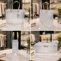 Premium Clear PVC Gift Bag with Wooden Handle for Gift Packaging