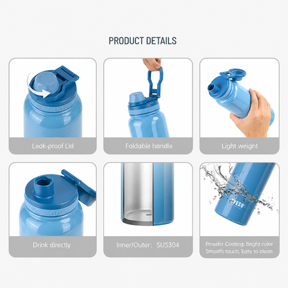 Premium TYESO Vacuum Insulated Stainless Steel Water Bottle - 750ml