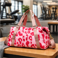 Animal Print Travel Duffel Bag with Trolley Sleeve