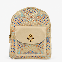 Premium Hangzhou Silk Leather Backpack with Top Handle & Sling
