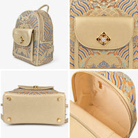 Premium Hangzhou Silk Leather Backpack with Top Handle & Sling