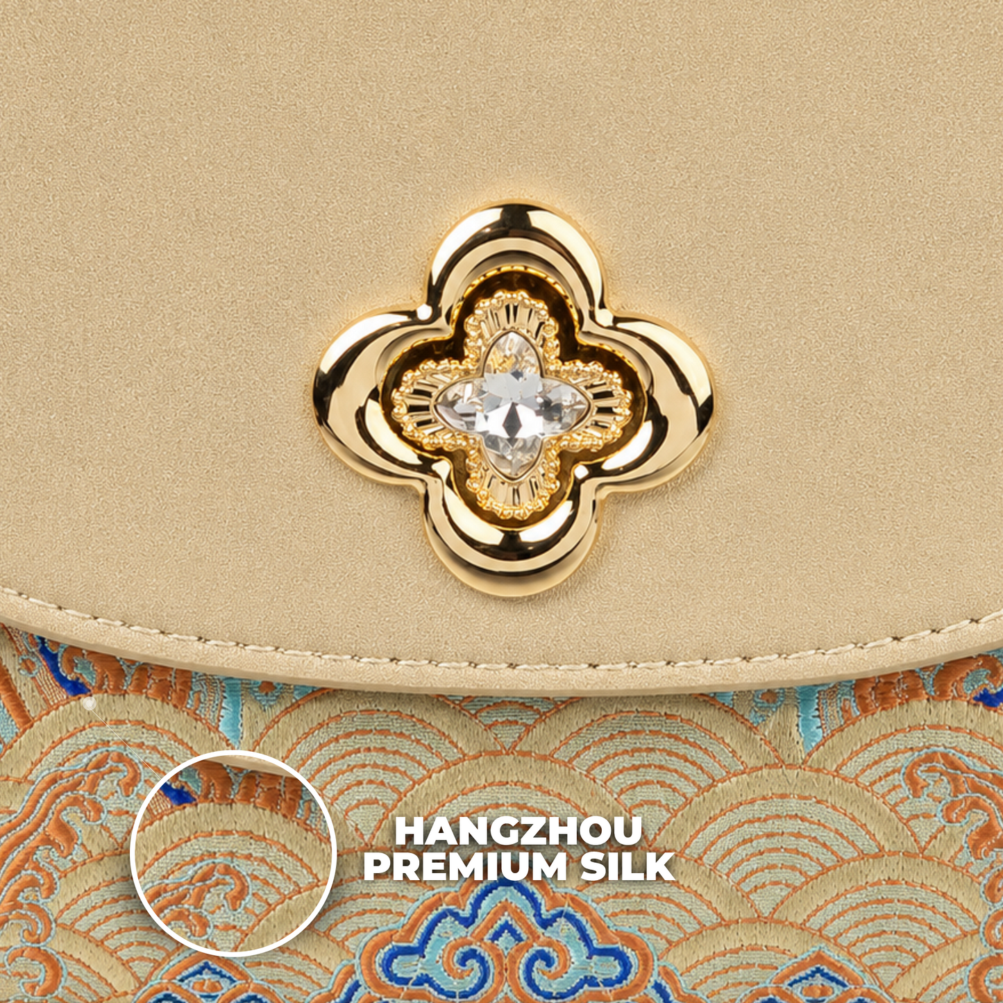 Premium Hangzhou Silk Leather Backpack with Top Handle & Sling