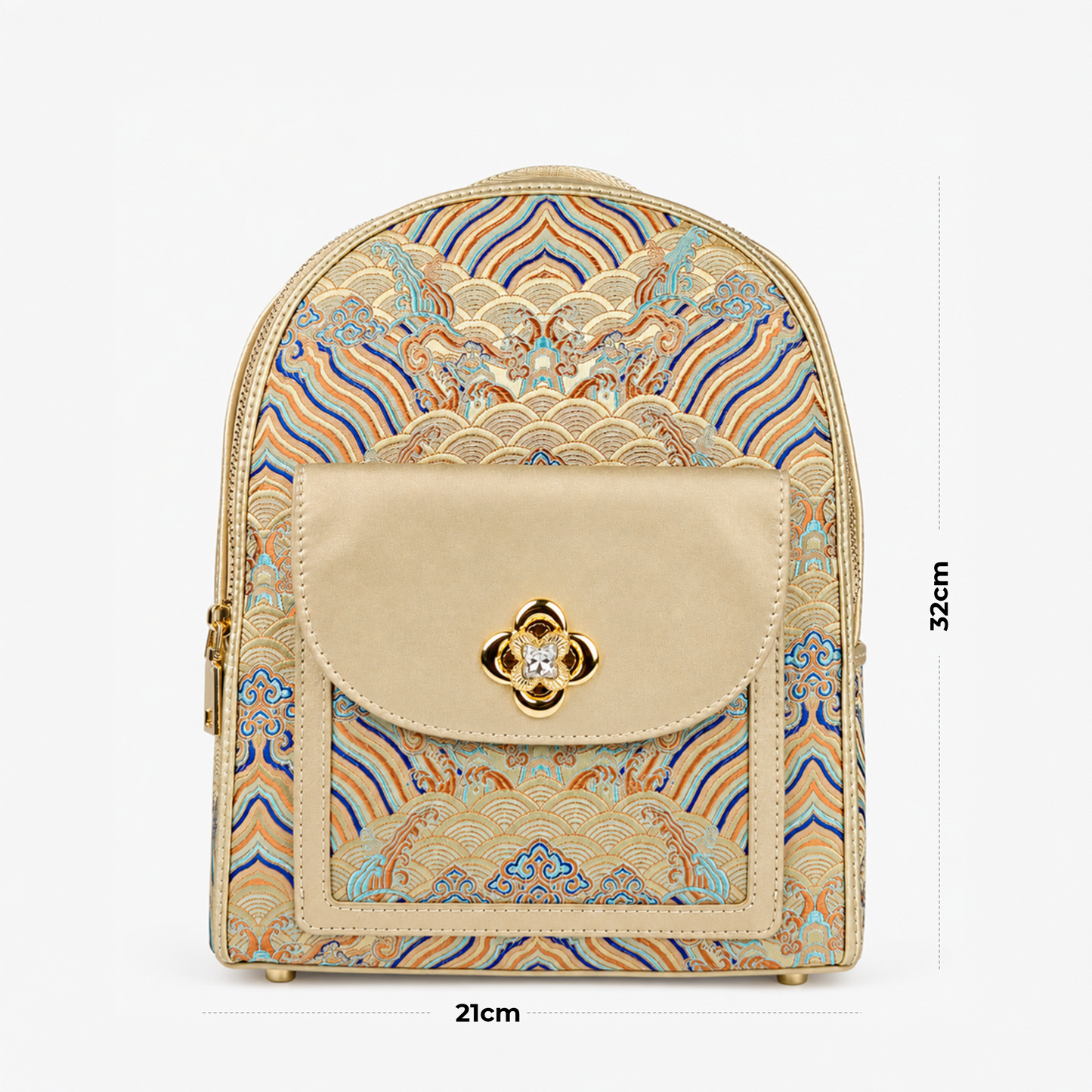 Premium Hangzhou Silk Leather Backpack with Top Handle & Sling