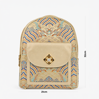 Premium Hangzhou Silk Leather Backpack with Top Handle & Sling