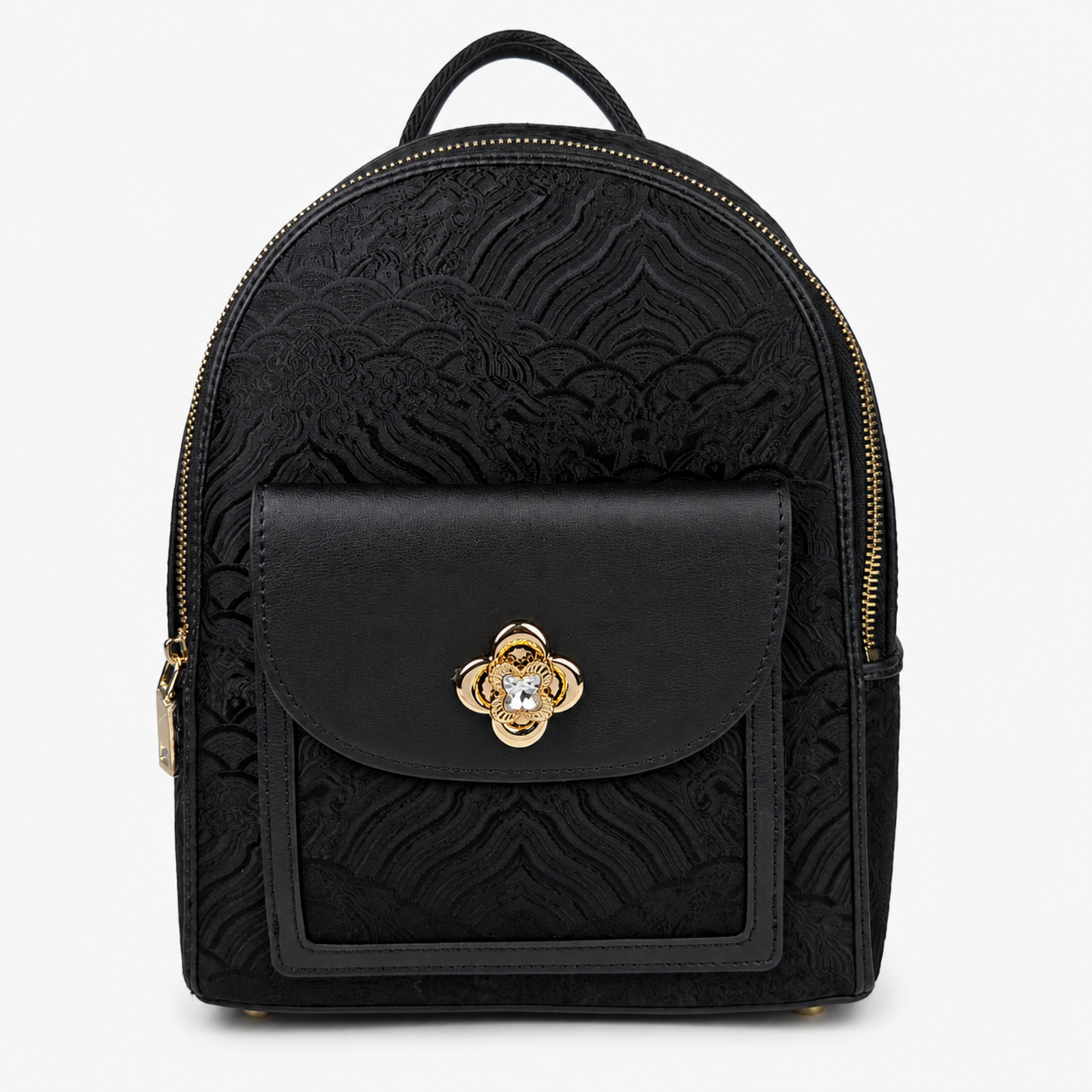 Premium Hangzhou Silk Leather Backpack with Top Handle & Sling
