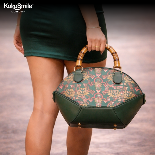 Premium Hangzhou Silk & Leather Top Handle Bag for Women