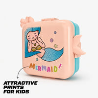 Mermaid Plastic Kids Lunch Box with 3 Compartments for Kids - 1590ml