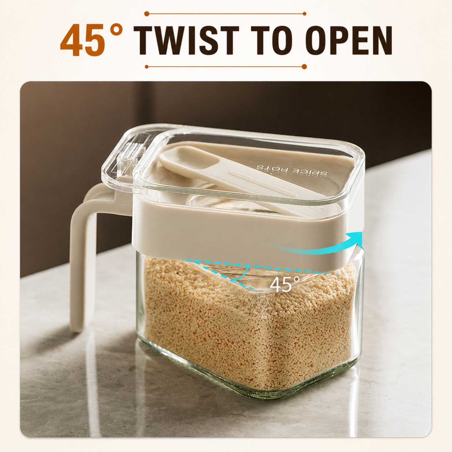 Heritage Glass Seasoning Jar with Integrated Spoon (300ml)