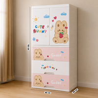 Cute Bunny Kids PP Storage Cabinet with Cabinet Doors & Drawers
