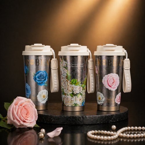 Pure Titanium Insulated Vacuum Tumbler with Floral Prints - 520ml