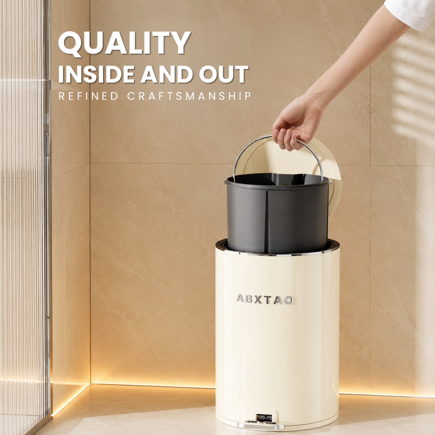 HOMX Black Step Trash Can 20L – Foot Pedal, Slow-Close, Glossy