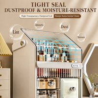 HOMX Premium Vanity Organizer with Dust-Proof Lid & Lipstick Holder