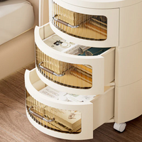 HOMX Round Rolling Storage Cabinet – 5-Drawer Bedside Table with Wheels