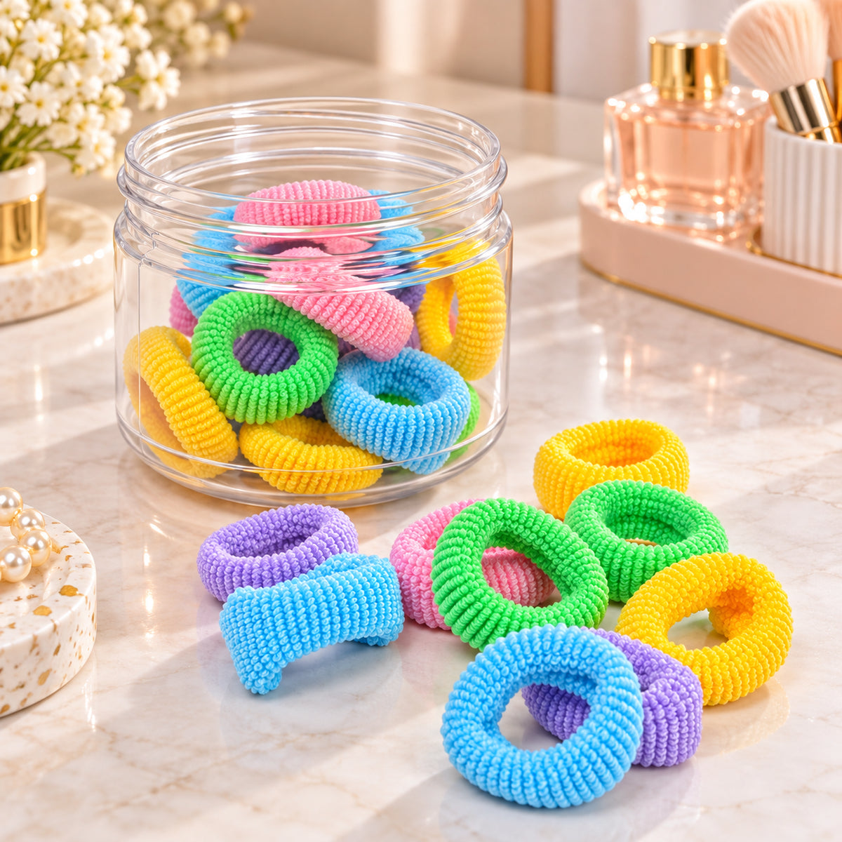 Kokosmile Hair Accessories Set for Girls - Ties & Mini Clips - 55 Pcs Set