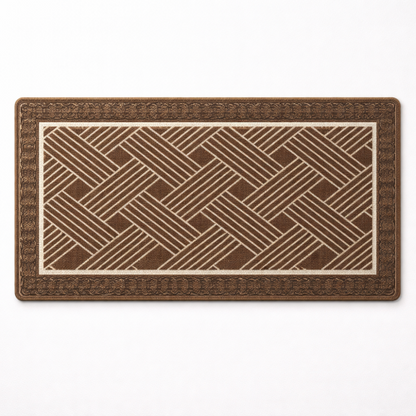 Soft Ferret Fleece Entryway Doormat with Modern Woven Pattern