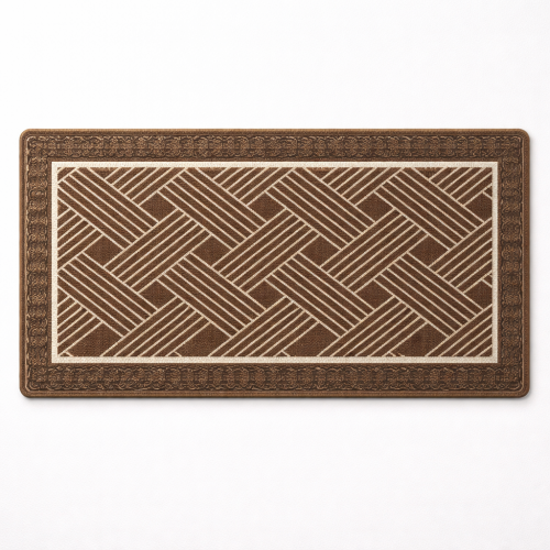 Soft Ferret Fleece Entryway Doormat with Modern Woven Pattern