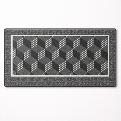 Premium Ferret Fleece Doormat with Modern Geometric Pattern