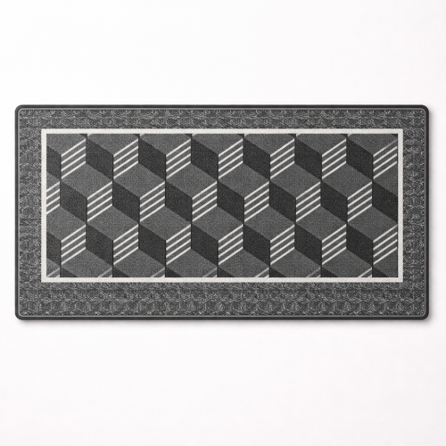 Premium Ferret Fleece Doormat with Modern Geometric Pattern