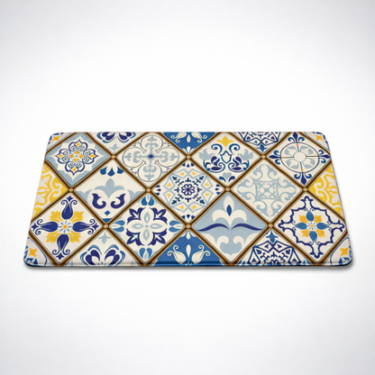 Spanish Tile Anti-Slip Doormat for Entryway/Bathroom