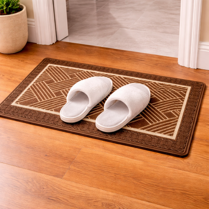 Soft Ferret Fleece Entryway Doormat with Modern Woven Pattern