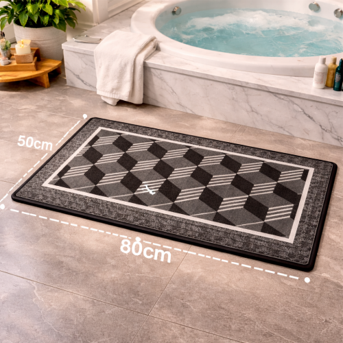 Premium Ferret Fleece Doormat with Modern Geometric Pattern