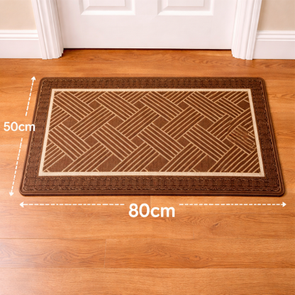 Soft Ferret Fleece Entryway Doormat with Modern Woven Pattern