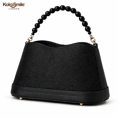 Classy Hangzhou Silk Leather Pearl Handle Handbag for Women