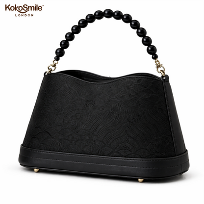 Classy Hangzhou Silk Leather Pearl Handle Handbag for Women