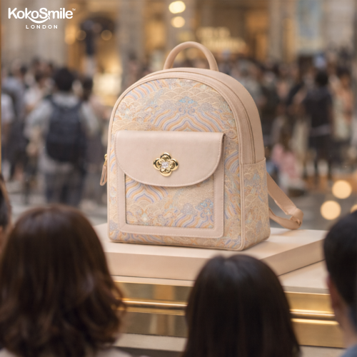 Premium Hangzhou Silk Leather Backpack with Top Handle & Sling