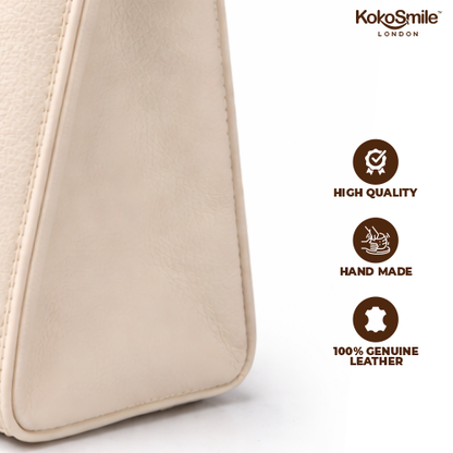 Luxe Hangzhou Silk Panel Leather Handbag with Top Handle