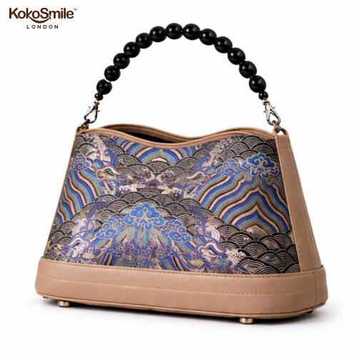 Hangzhou Silk Leather Pearl Handle Handbag for Women