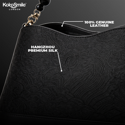 Classy Hangzhou Silk Leather Pearl Handle Handbag for Women